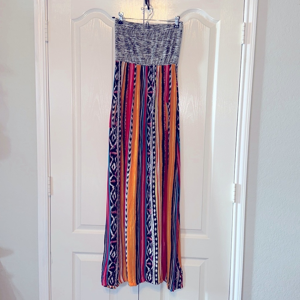 Papaya strapless multicolored dress tribal print size small